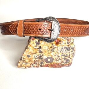 Justin Leather Western Belt, Size 36, Saddle Brown